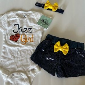 Utah Jazz baby onesie with matching shorts. Size 3-6m